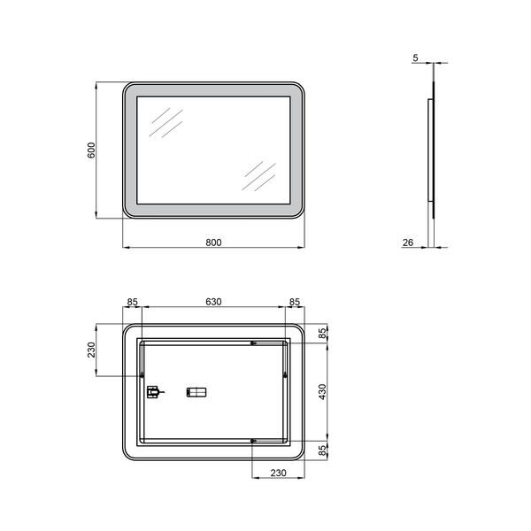 Дзеркало Qtap Swan 600x8000 з LED-підсвічуванням, Reverse QT167814146080W QT167814146080W фото