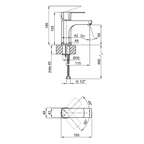 Смеситель для раковины Qtap Lipno 1023101G QTLIPNO1023101G фото