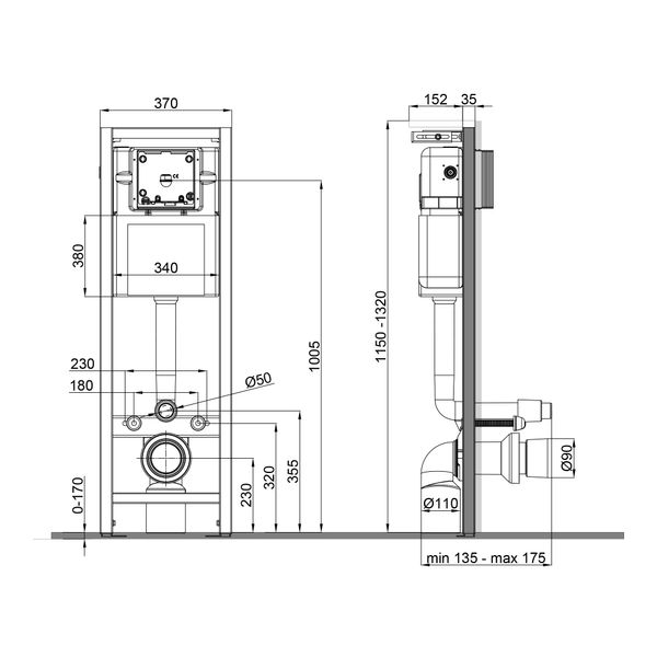 Инсталляция для унитаза Qtap Nest Uni QT0233M370 QT0233M370 фото