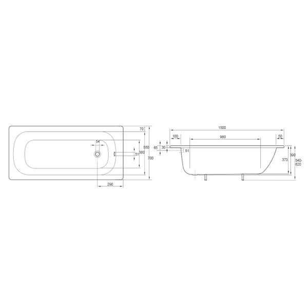 Ванна стальная SMAVIT CASSIA 150х70, 2,3 мм , б/н 221001 фото